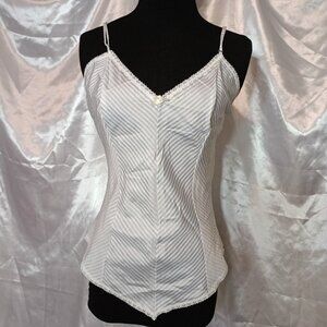 Vintage Vassarette Sexy Camisole Slip Spaghetti Strap Striped Lace Trim Size 38